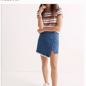 Madewell denim wrap mini skirt